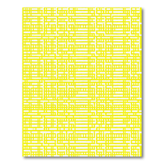 Bright Yellow Interlocking Cube Geometry Rug