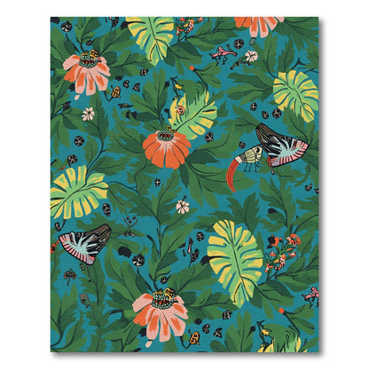 Whimsical Tropical Floral Butterfly Ensemble Rug