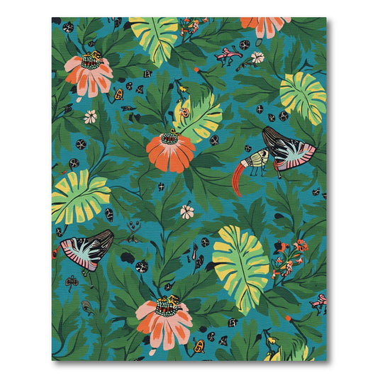 Whimsical Tropical Floral Butterfly Ensemble Rug