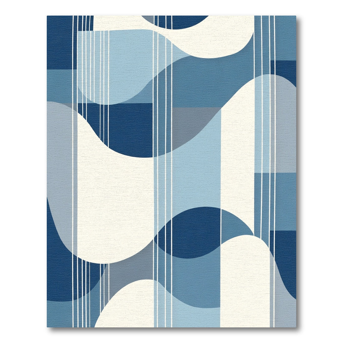 Mid Century Blue Abstract Wave Rug