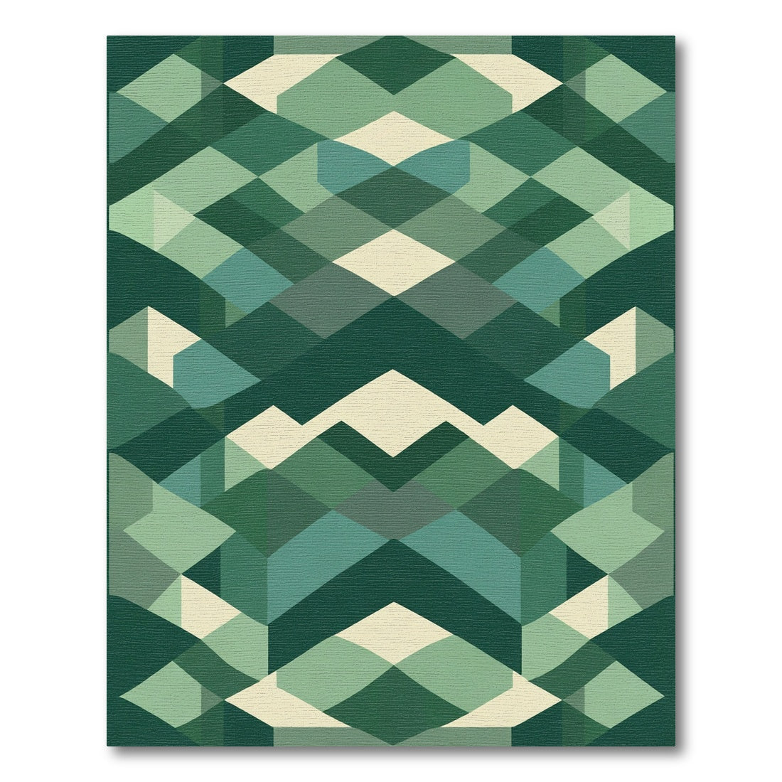 Deep Forest Geometric Faceted Rug