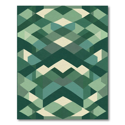 Deep Forest Geometric Faceted Rug