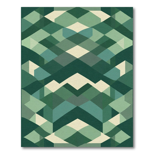 Deep Forest Geometric Faceted Rug