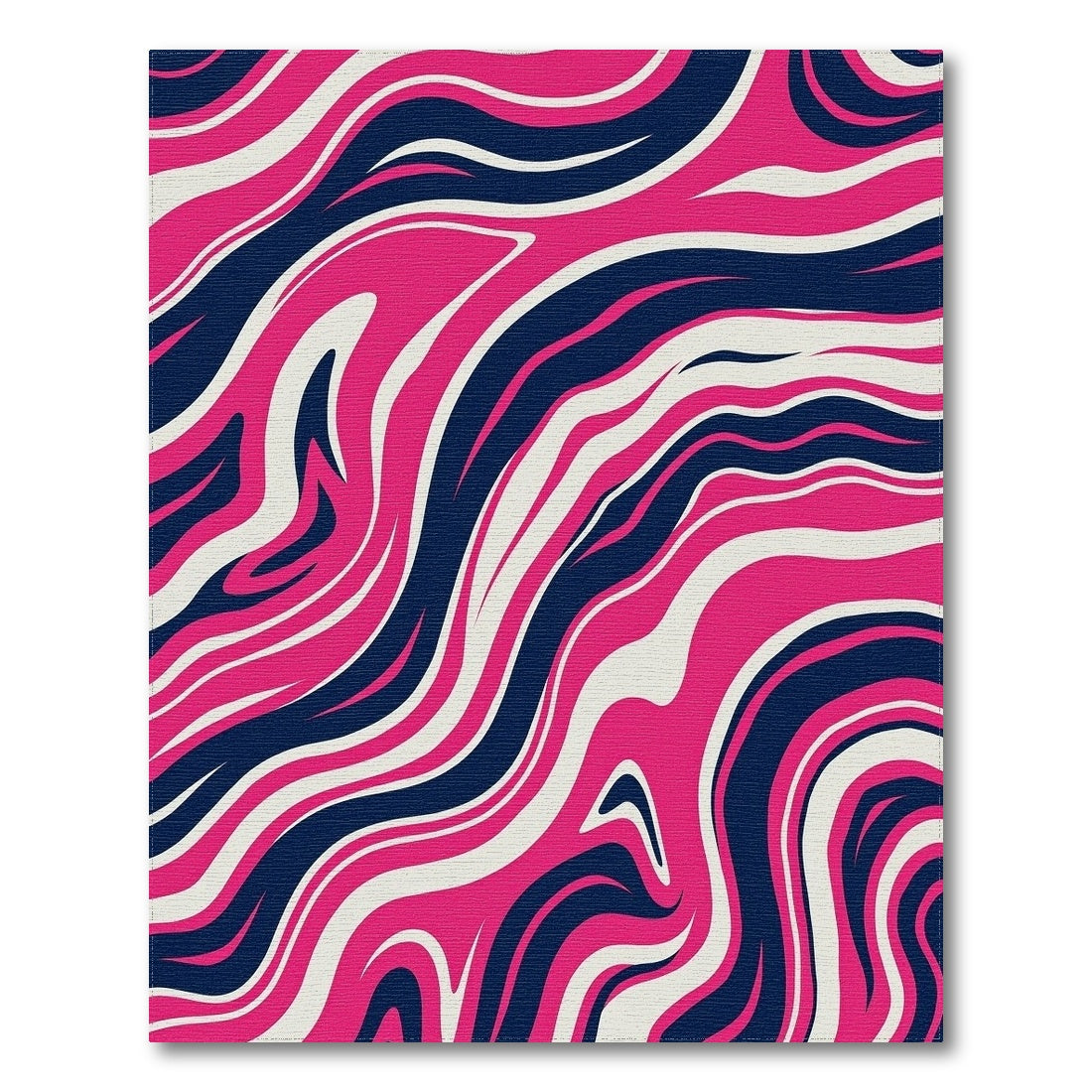 Magenta Navy Fluid Wave Rug