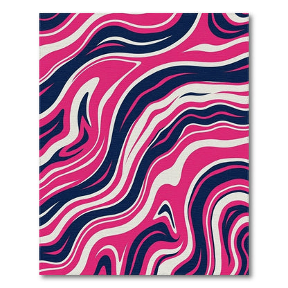 Magenta Navy Fluid Wave Rug