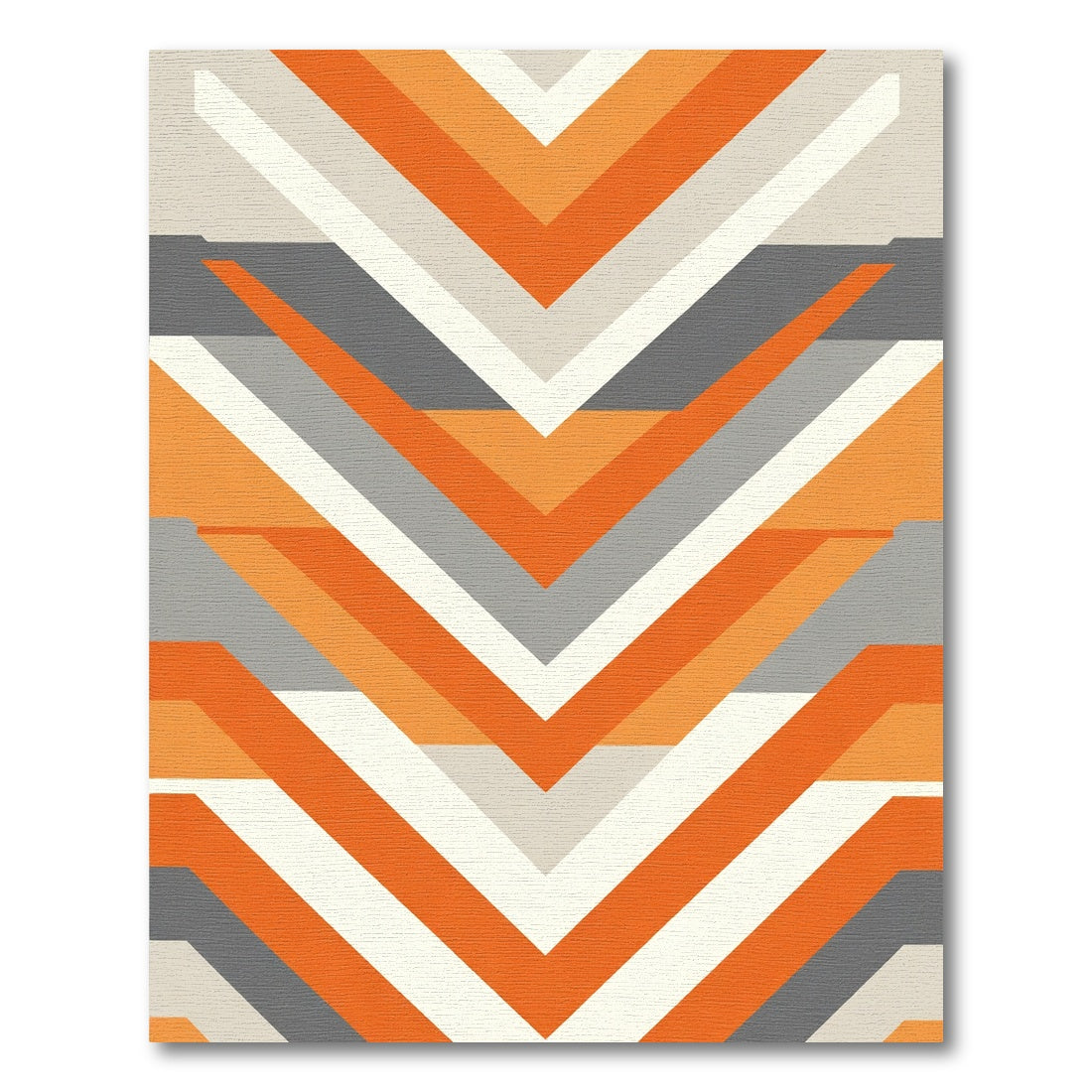 Modern Orange Gray Chevron Stripe Rug