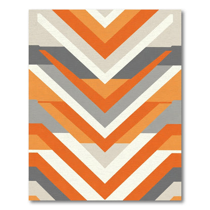 Modern Orange Gray Chevron Stripe Rug