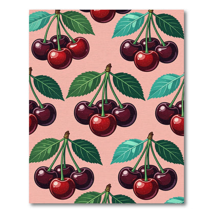 Juicy Red Cherry Branches Pink Background Rug