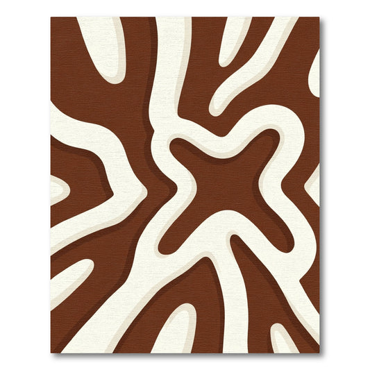 Brown White Swirl Abstract Rug
