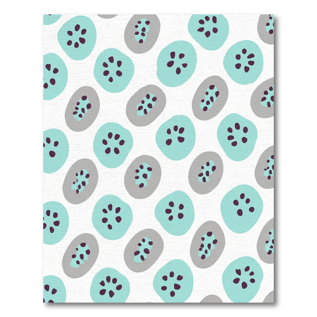 Teal Gray Seeded Round Slices Rug