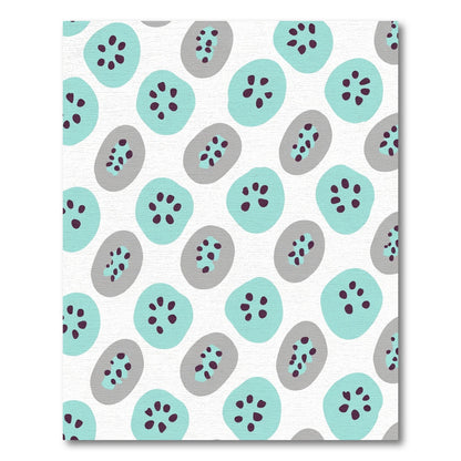 Teal Gray Seeded Round Slices Rug