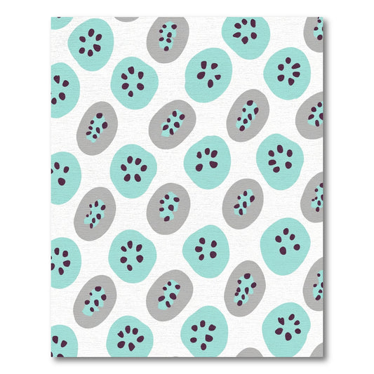 Teal Gray Seeded Round Slices Rug