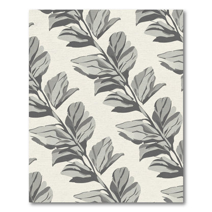 Modern Gray Leafy Branch Arrangement Rug