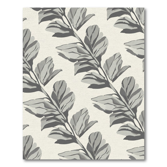 Modern Gray Leafy Branch Arrangement Rug