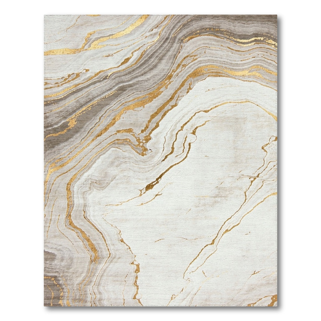 White Gold Marble Swirl Area Rug