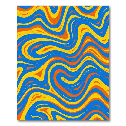 Bold Orange Blue Yellow Swirl Rug