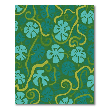Green Aqua Tropical Paradise Foliage Rug