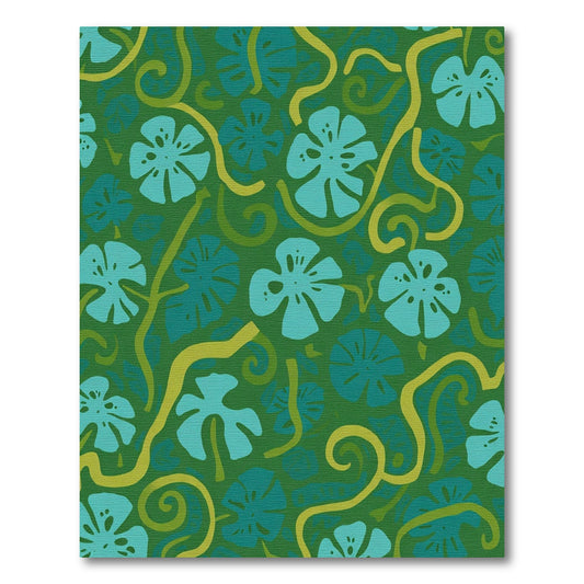 Green Aqua Tropical Paradise Foliage Rug