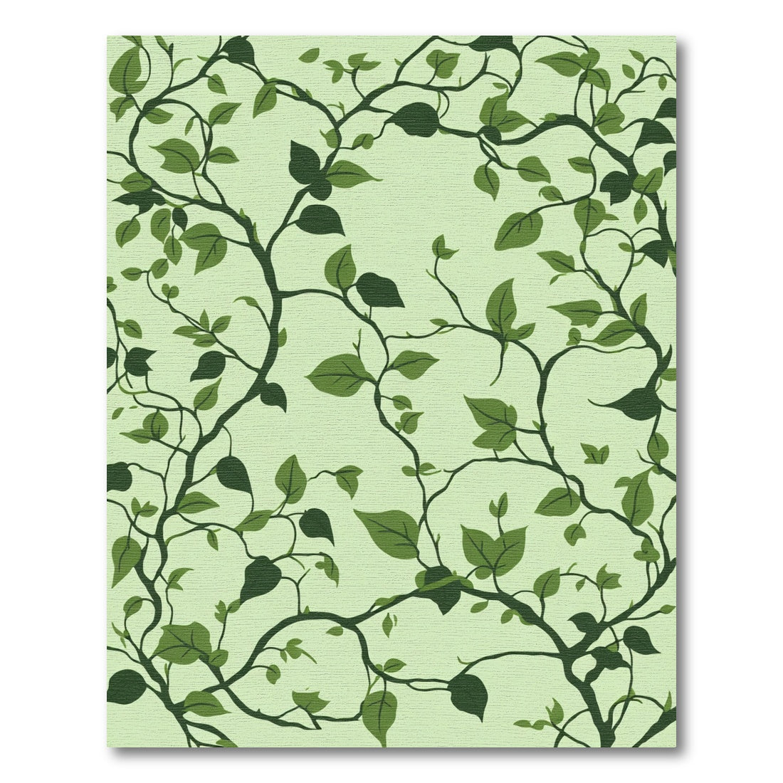 Deep Green Vine Foliage Swirl Rug