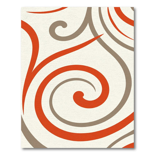 Crimson Grey Swirl Abstract Rug