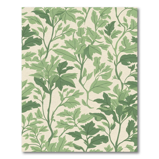Lush Green Leafy Vine Pattern Rug