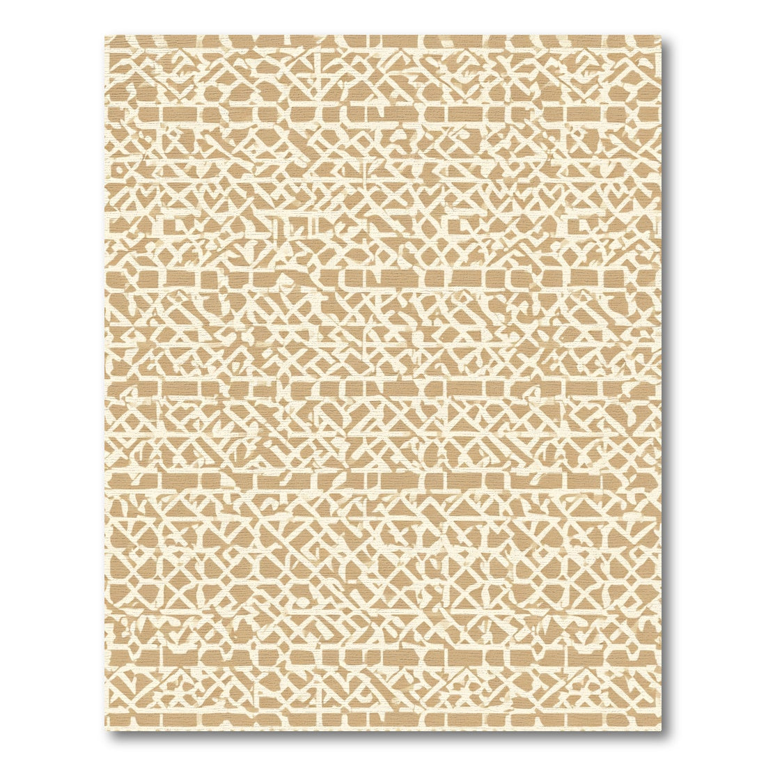 Sandy Beige Geometric Woven Texture Rug
