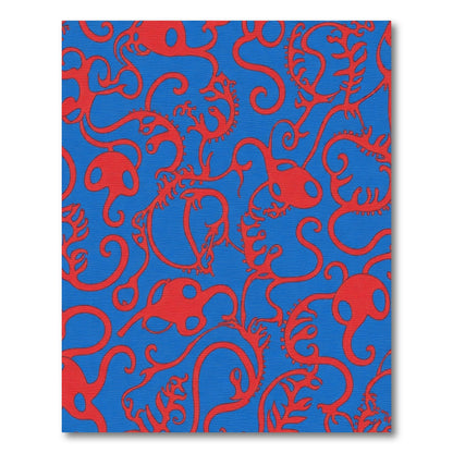 Crimson Abstract Organic Swirls Rug