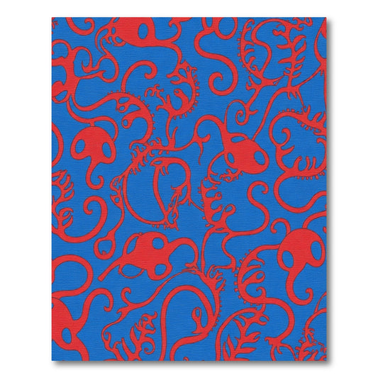 Crimson Abstract Organic Swirls Rug