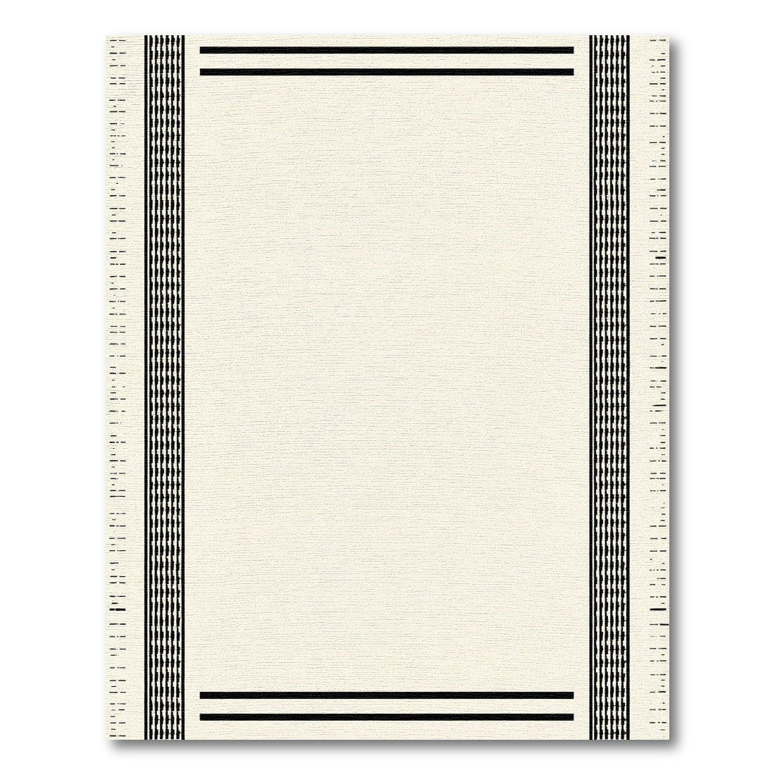Cream and Black Striped Frame Rug