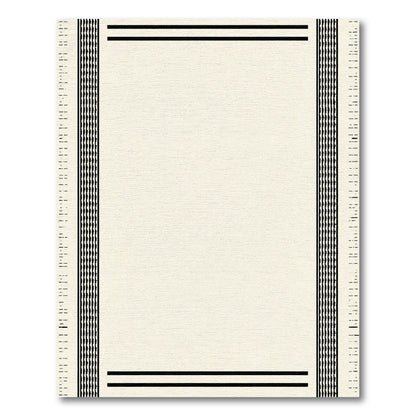 Cream and Black Striped Frame Rug
