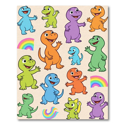 Cute Dinosaur Rainbow Friends Collection Rug