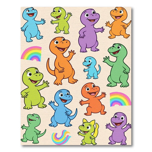 Cute Dinosaur Rainbow Friends Collection Rug