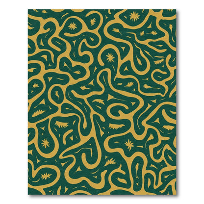 Emerald Gold Organic Swirls Rug