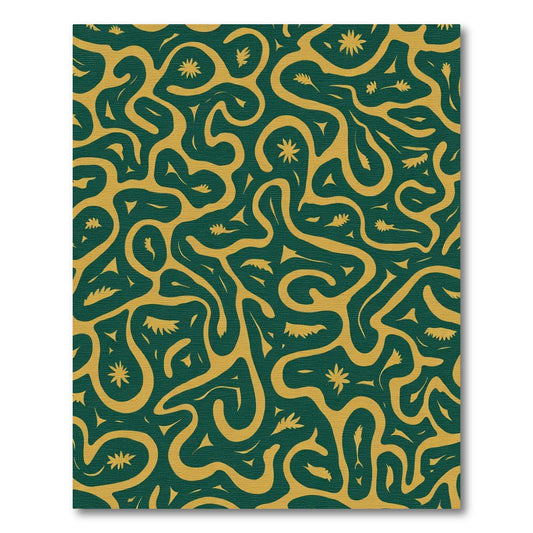 Emerald Gold Organic Swirls Rug