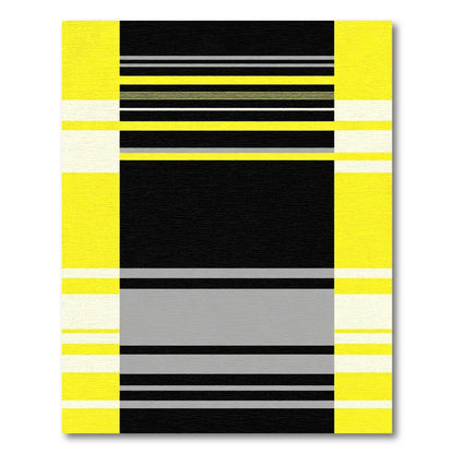Bold Yellow Black Gray Stripe Arrangement Rug