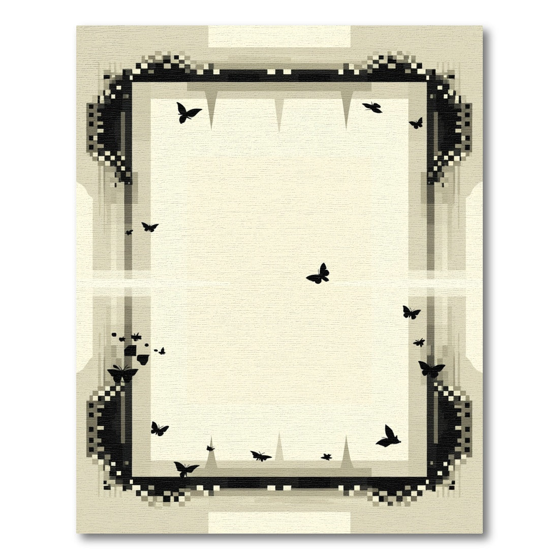 Monochrome Pixel Art Butterfly Swarm Rug