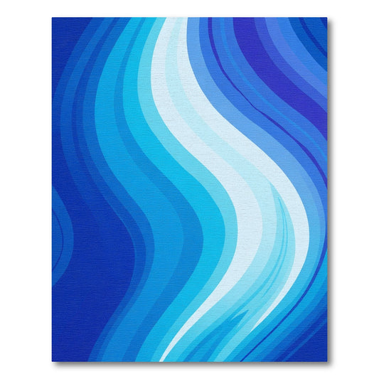 Ocean Blue Wide Curving Stripes Rug