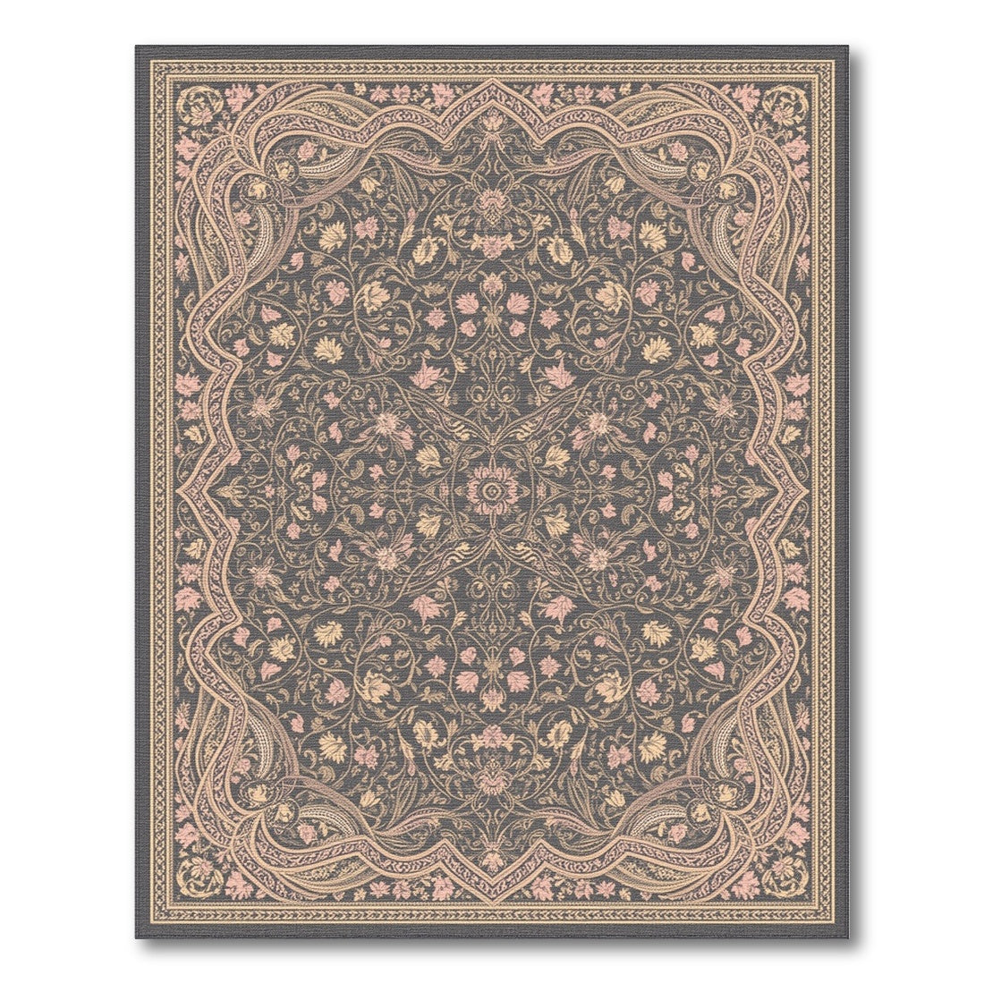 ODIKA Grey Traditional Persian Floral Area Rug