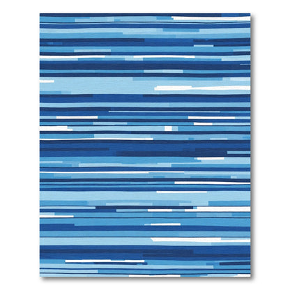Azure Blue Striped Abstract Rug