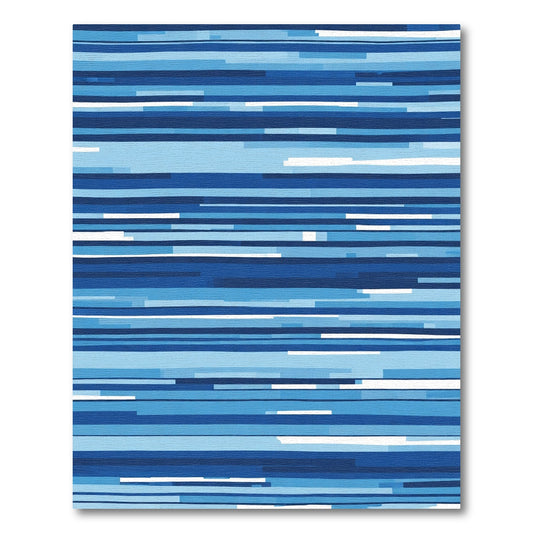 Azure Blue Striped Abstract Rug