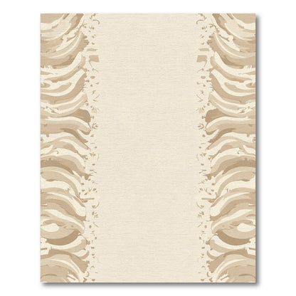 Neutral Beige Abstract Border Rug