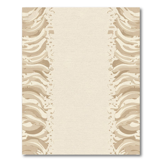 Neutral Beige Abstract Border Rug