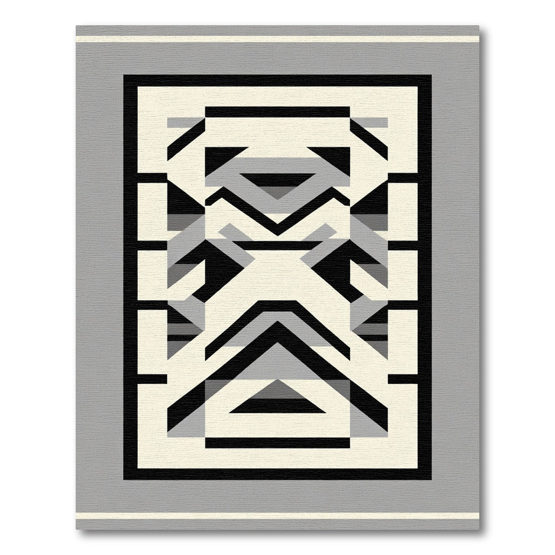 Geometric Black Cream Gray Abstract Forms Rug