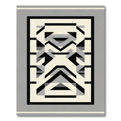 Geometric Black Cream Gray Abstract Forms Rug
