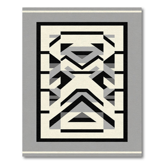 Geometric Black Cream Gray Abstract Forms Rug