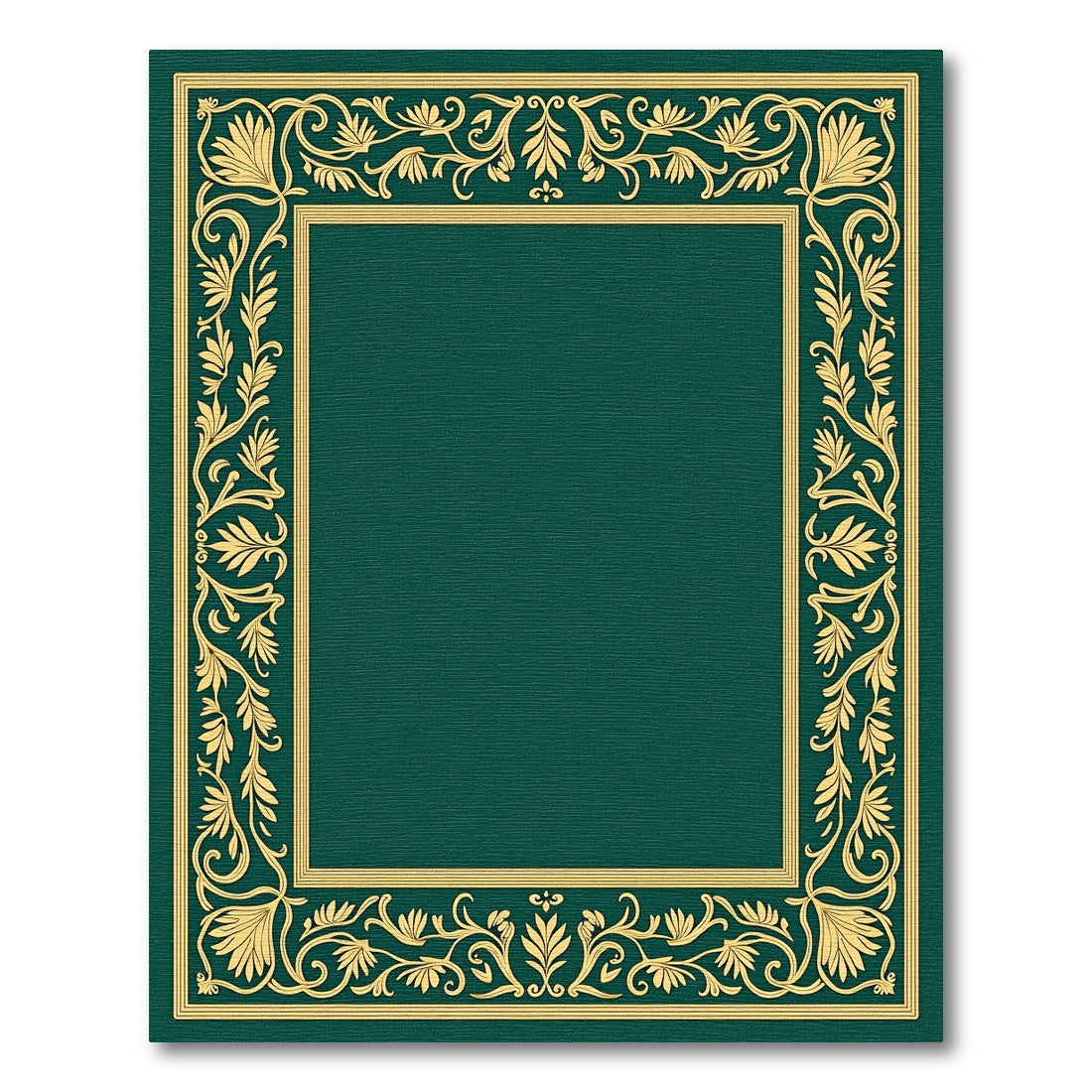 Emerald Green Gilded Floral Border Rug