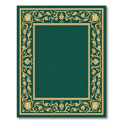 Emerald Green Gilded Floral Border Rug