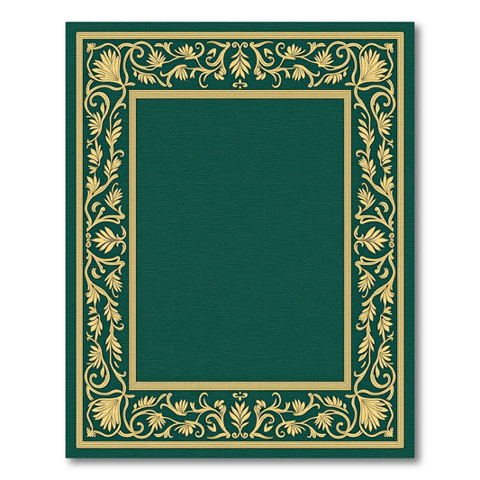 Emerald Green Gilded Floral Border Rug