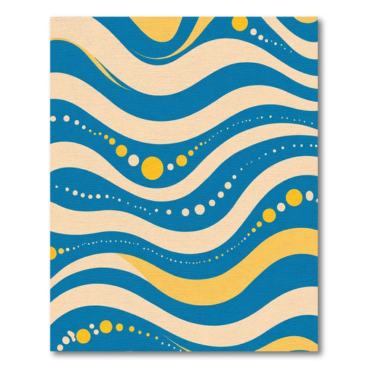 Blue Yellow Wave Dot Flow Rug