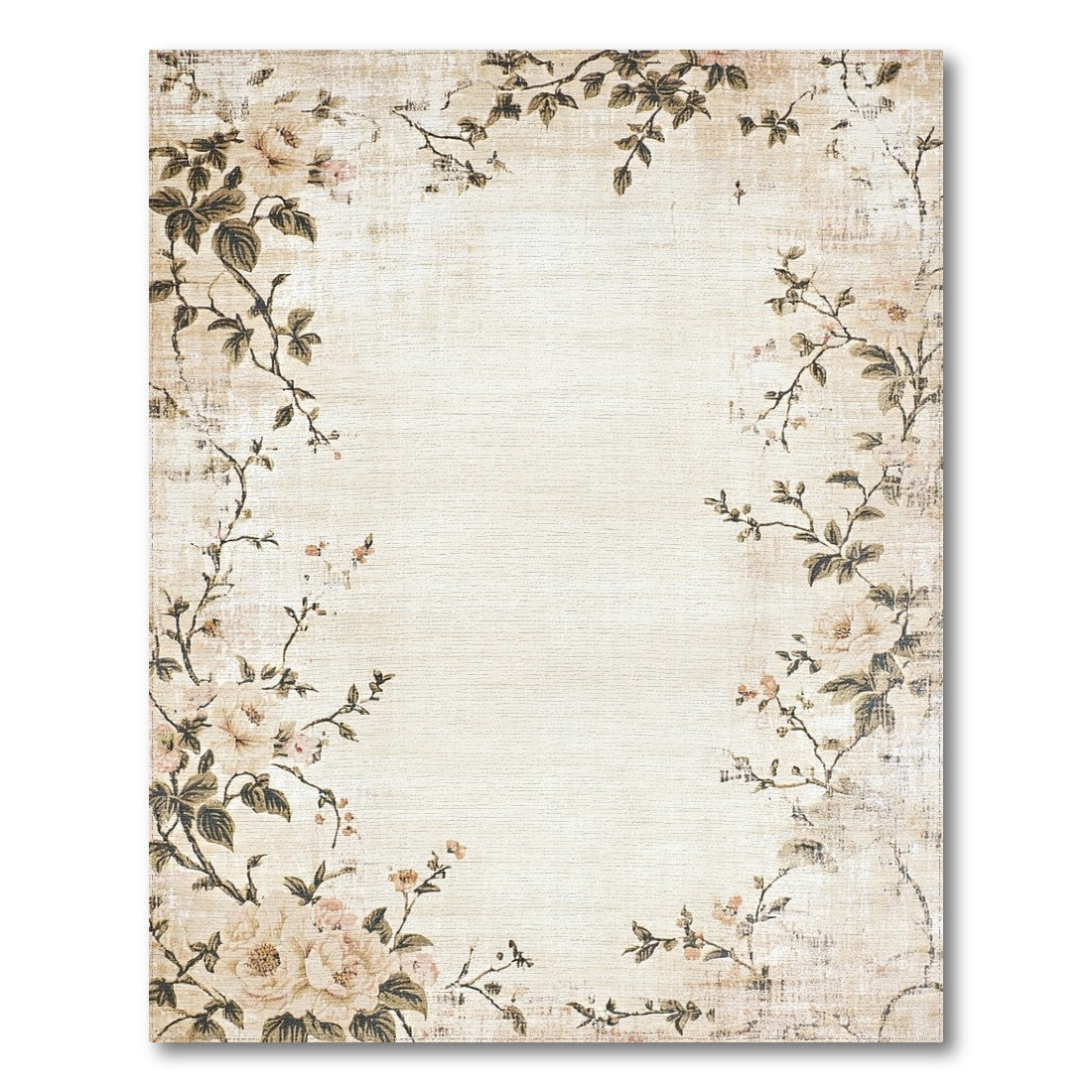 Beige Vintage Floral Area Rug